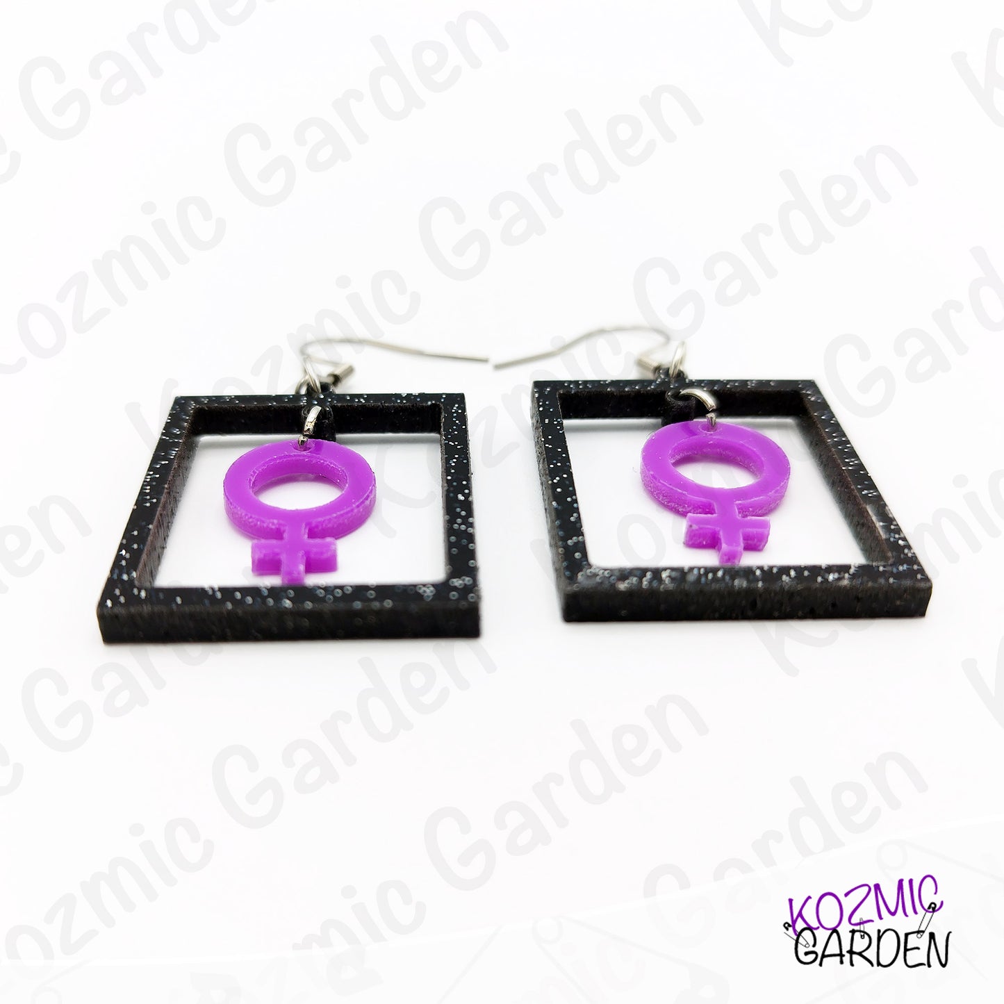 Feminist Purple Symbol Power Earrings – Loud, Proud & Sparkly