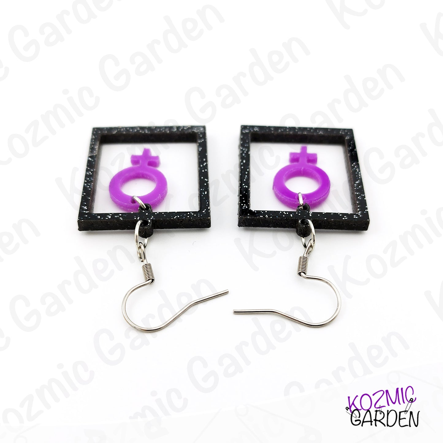 Feminist Purple Symbol Power Earrings – Loud, Proud & Sparkly
