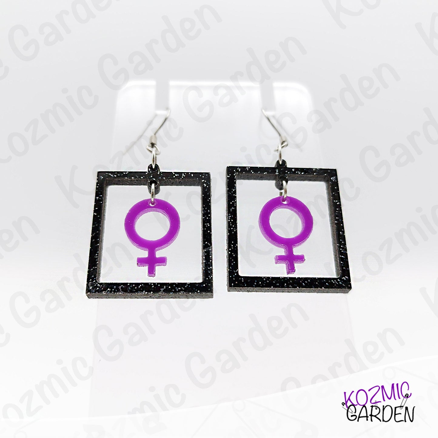 Feminist Purple Symbol Power Earrings – Loud, Proud & Sparkly