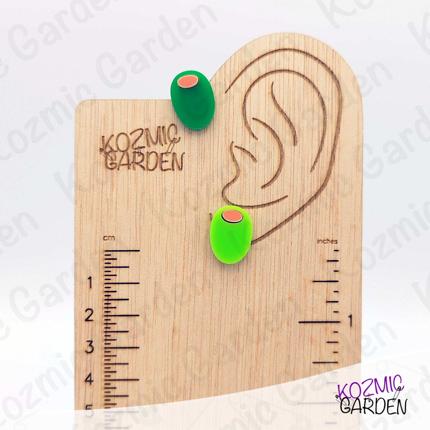 Mismatched Olive Stud Earrings – Dark & Light Green “Anchovy” Fun 🫒