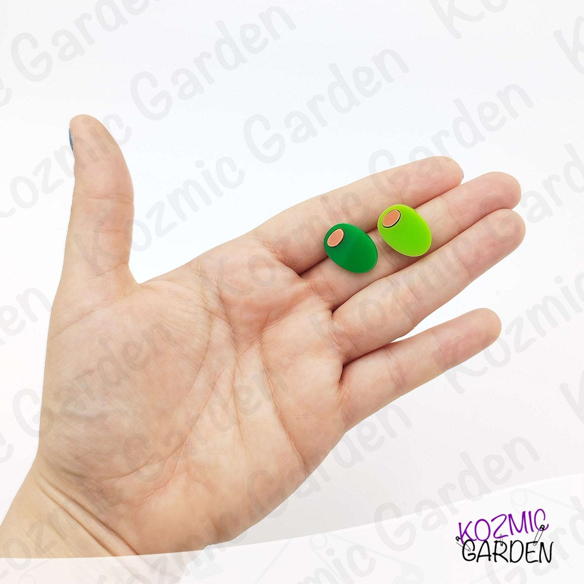 Mismatched Olive Stud Earrings – Dark & Light Green “Anchovy” Fun 🫒