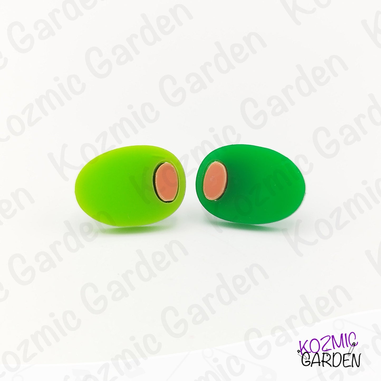Mismatched Olive Stud Earrings – Dark & Light Green “Anchovy” Fun 🫒