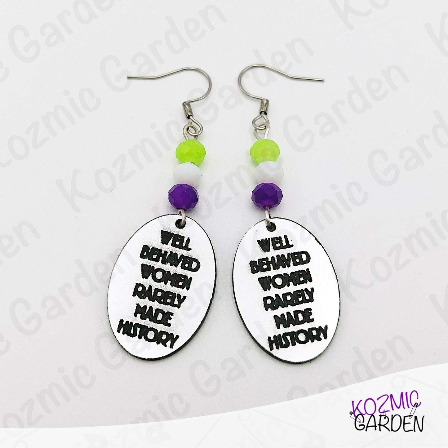 Suffragette Tribute Earrings – “Well Behaved Women Rarely Make History”