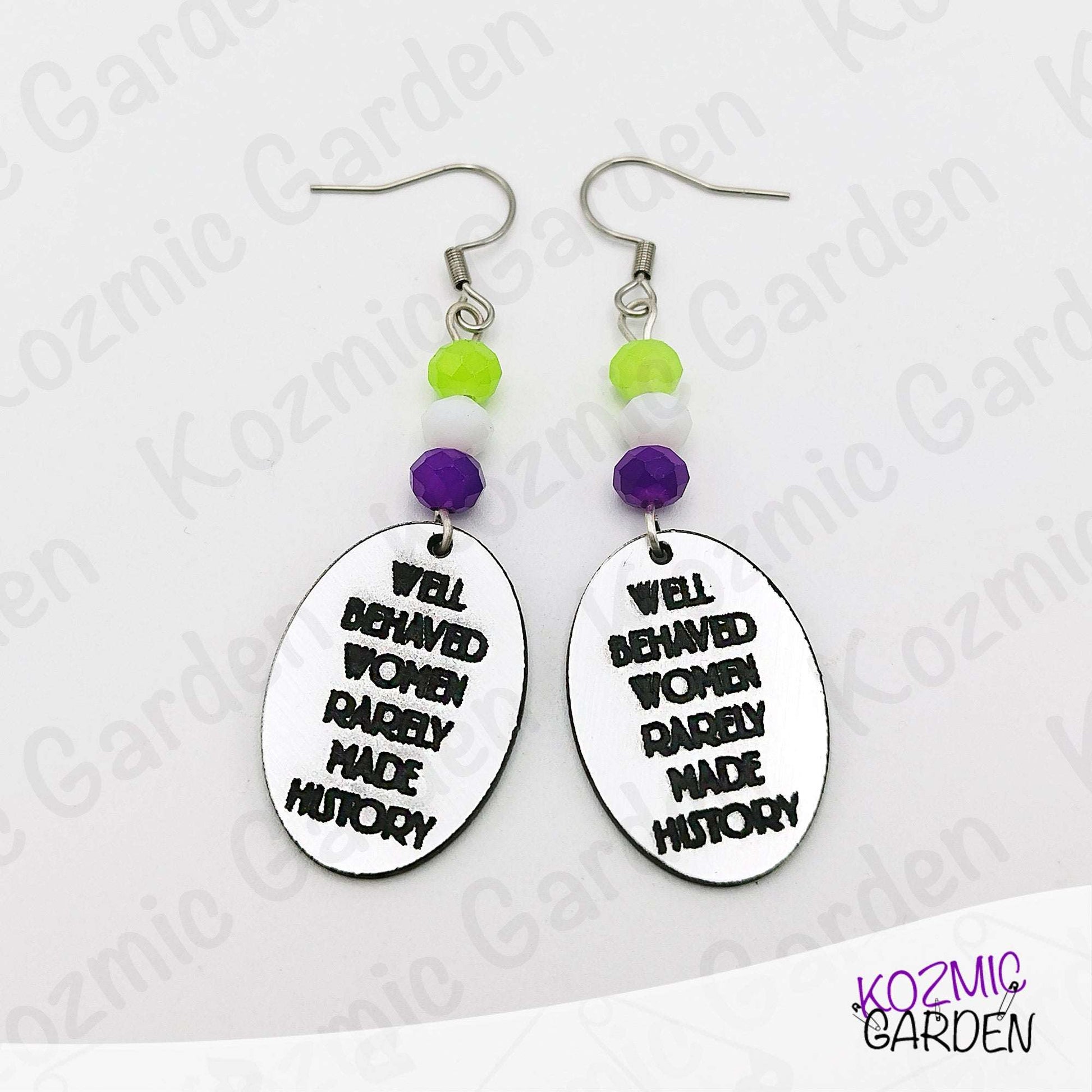 Suffragette Tribute Earrings – “Well Behaved Women Rarely Make History”