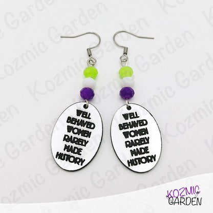 Suffragette Tribute Earrings – “Well Behaved Women Rarely Make History”