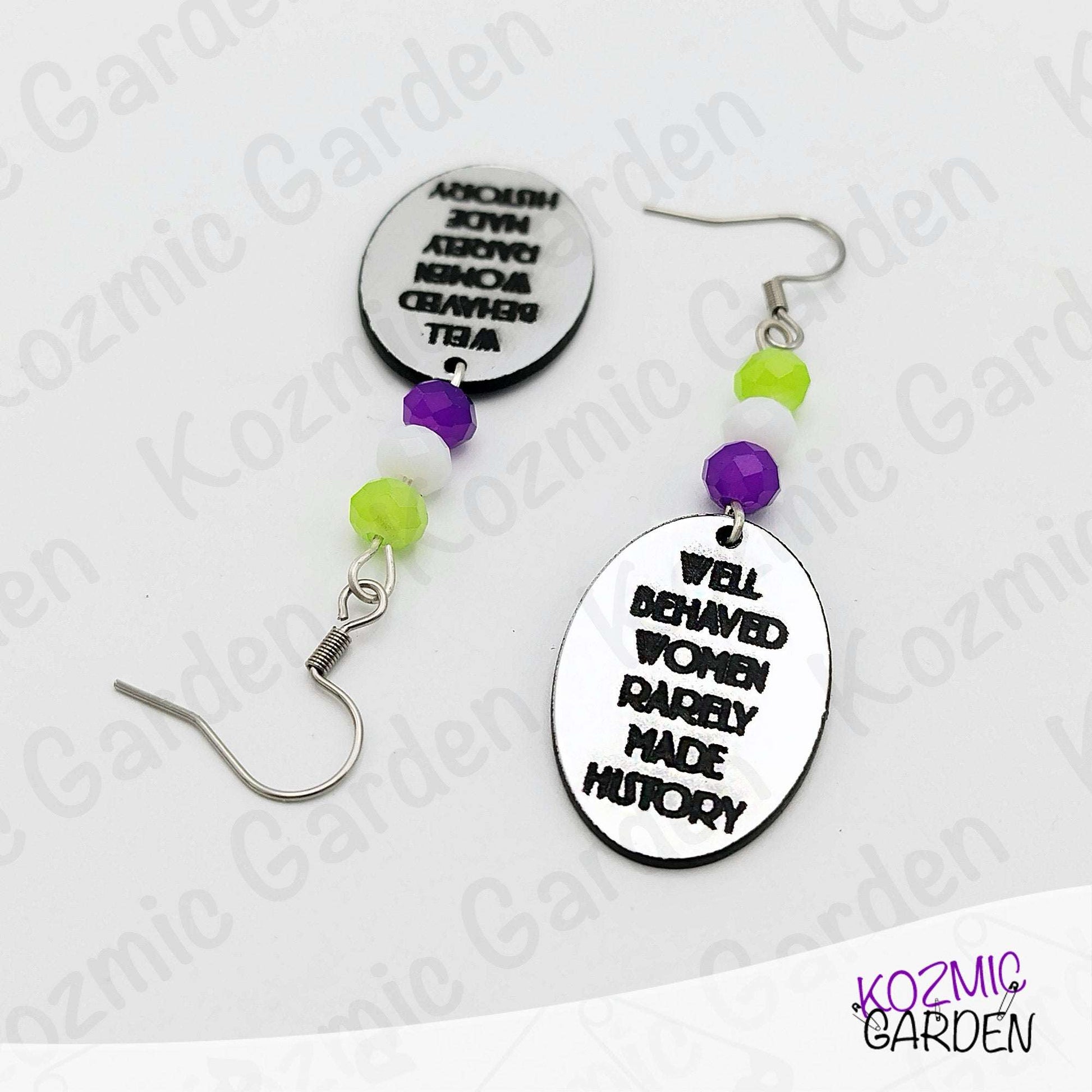 Suffragette Tribute Earrings – “Well Behaved Women Rarely Make History”