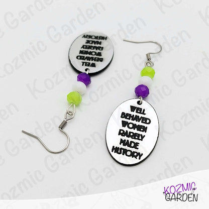 Suffragette Tribute Earrings – “Well Behaved Women Rarely Make History”