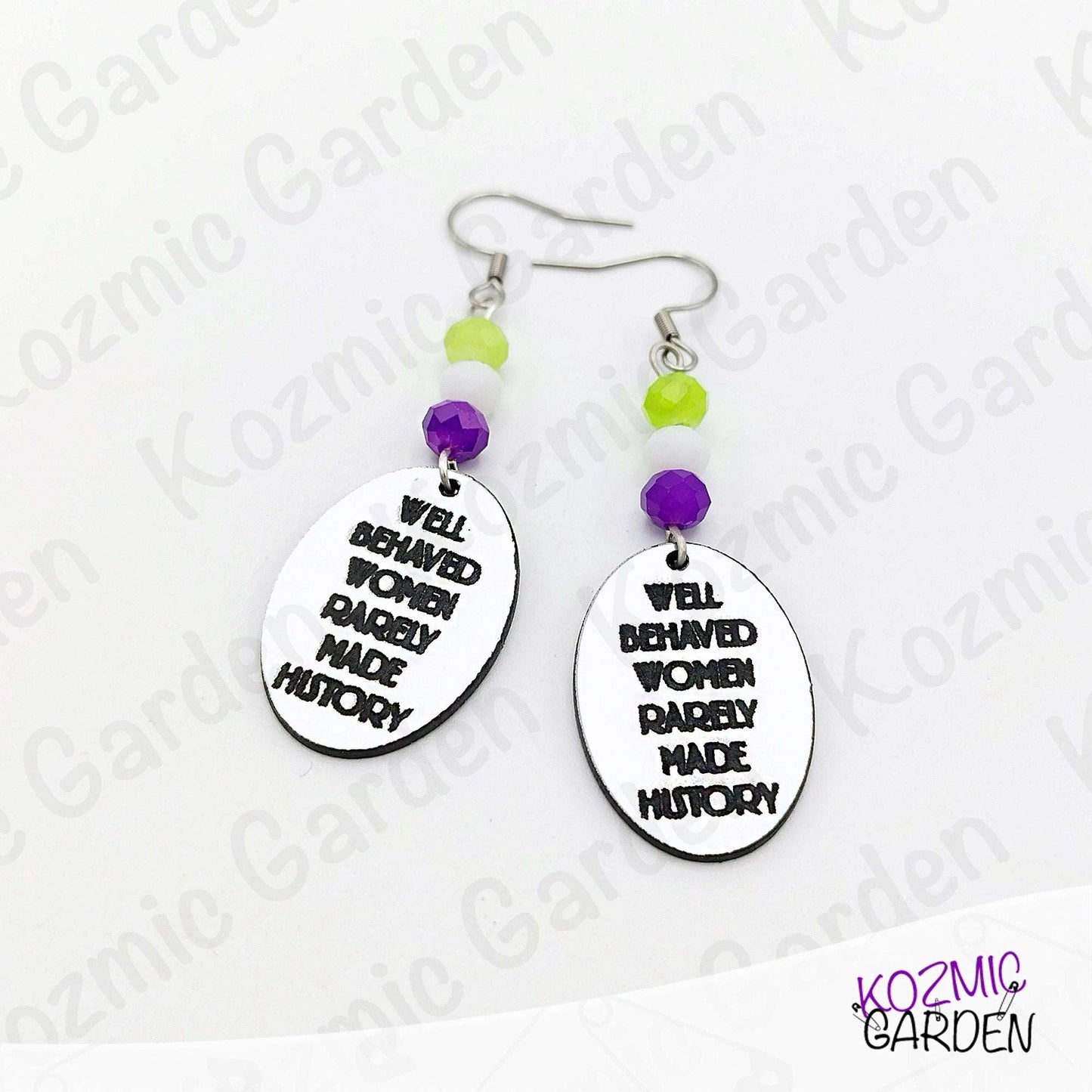 Suffragette Tribute Earrings – “Well Behaved Women Rarely Make History”