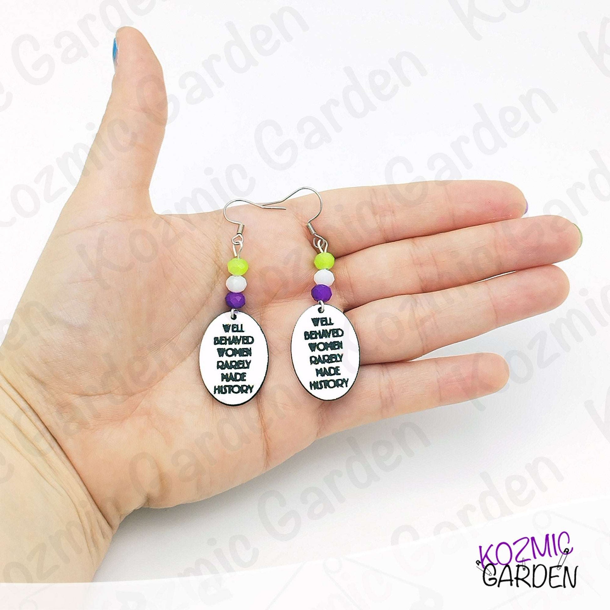 Suffragette Tribute Earrings – “Well Behaved Women Rarely Make History”
