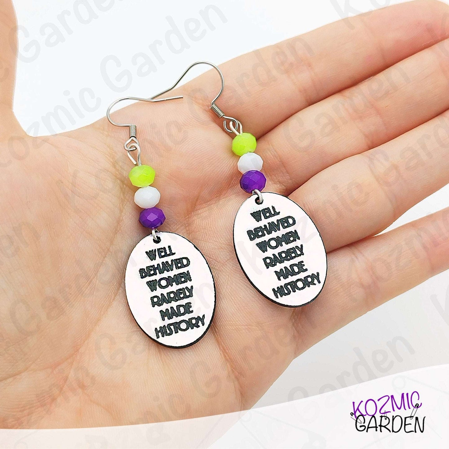 Suffragette Tribute Earrings – “Well Behaved Women Rarely Make History”