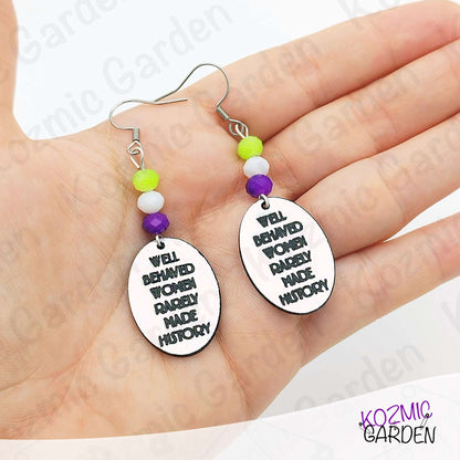 Suffragette Tribute Earrings – “Well Behaved Women Rarely Make History”