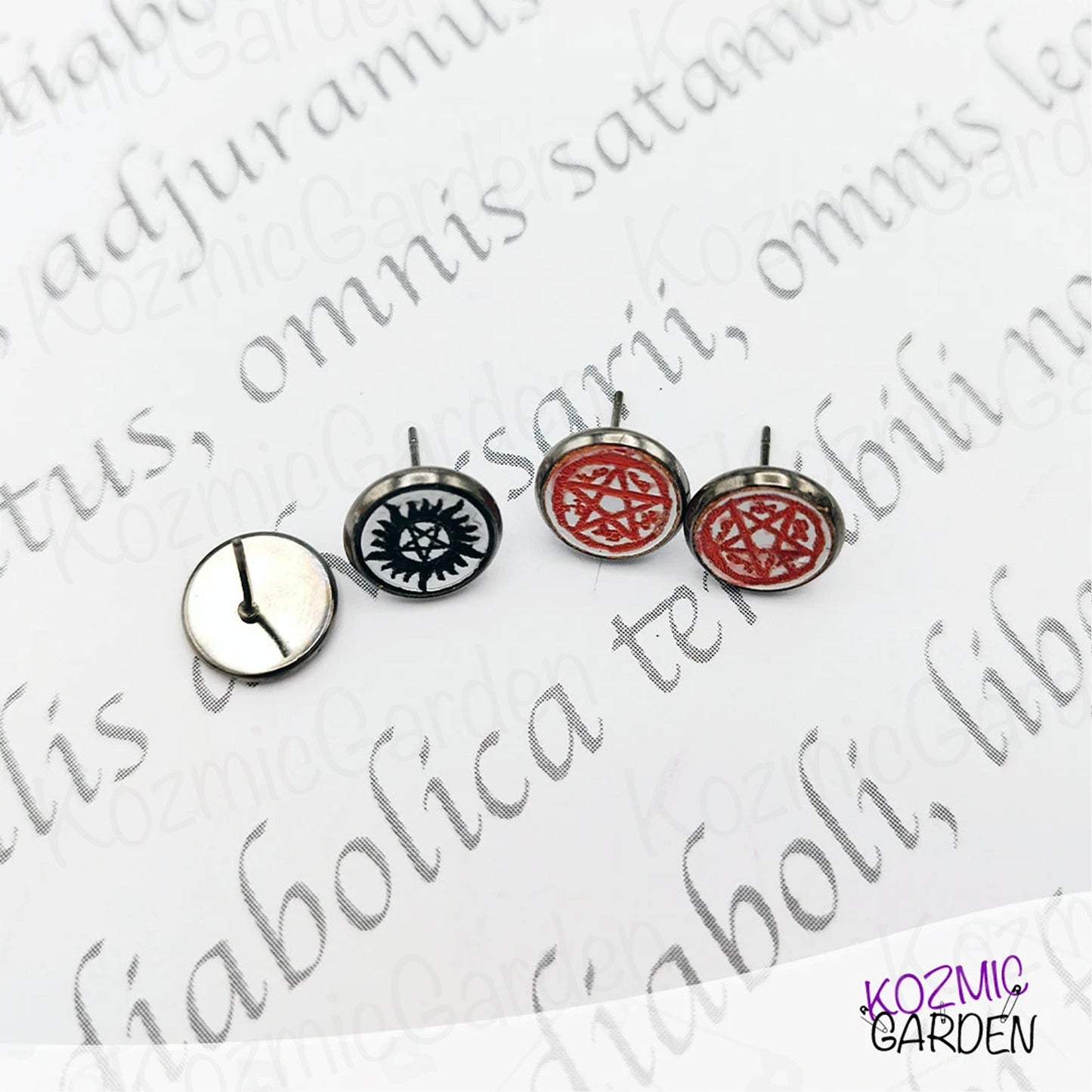 SUPERNATURAL SERIES SYMBOLS STUD EARRINGS | Don't be possessed, protect yourself!