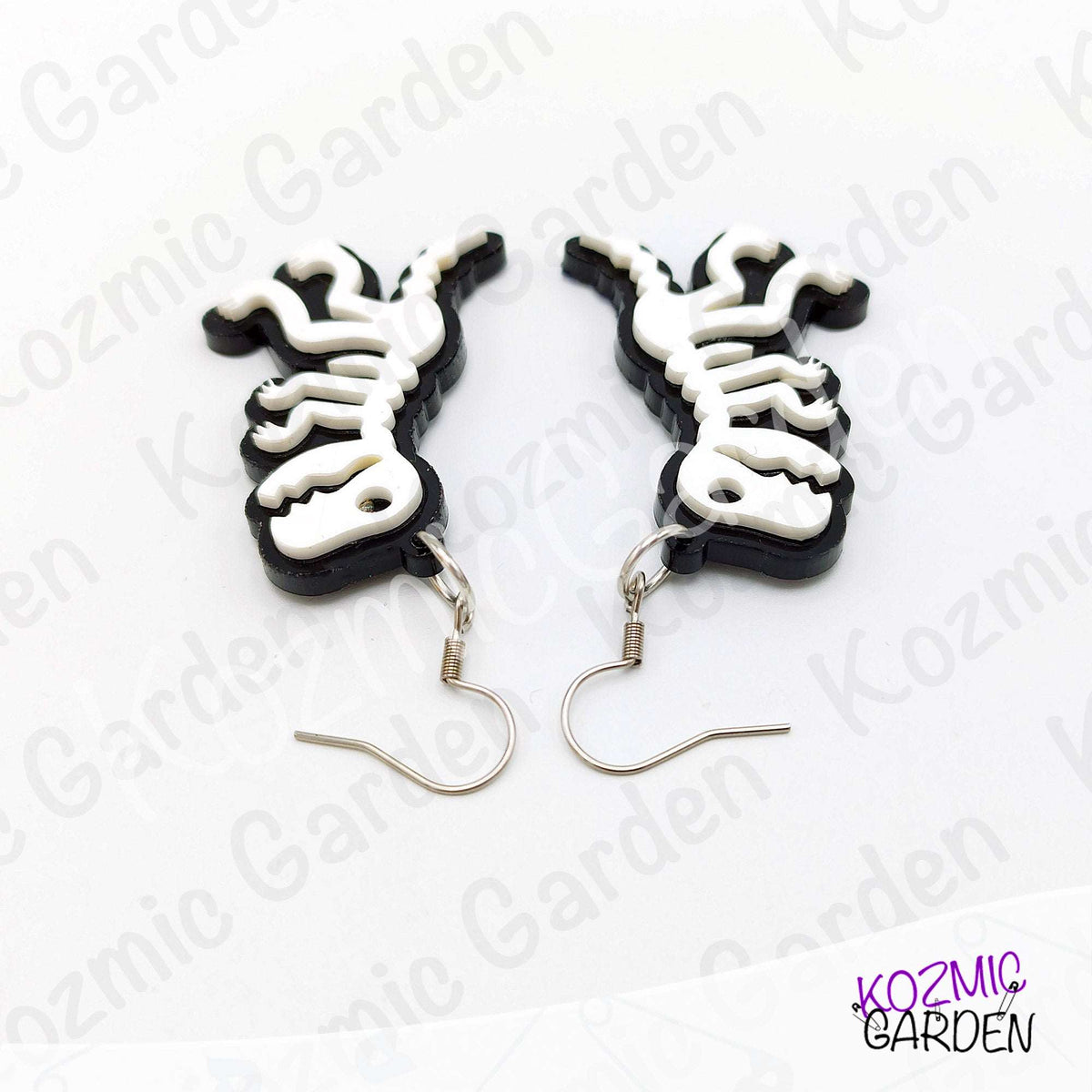 T-Rex Skeleton Earrings – Dinosaur Fossil Acrylic Dangles