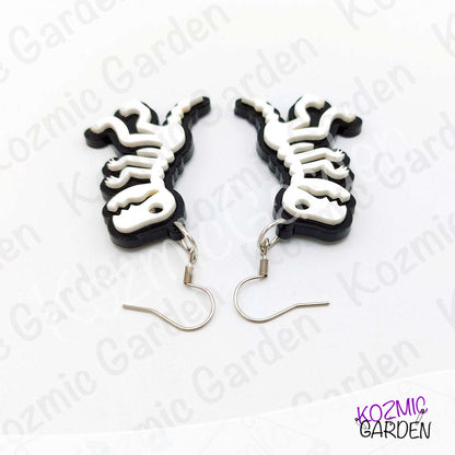T-Rex Skeleton Earrings – Dinosaur Fossil Acrylic Dangles