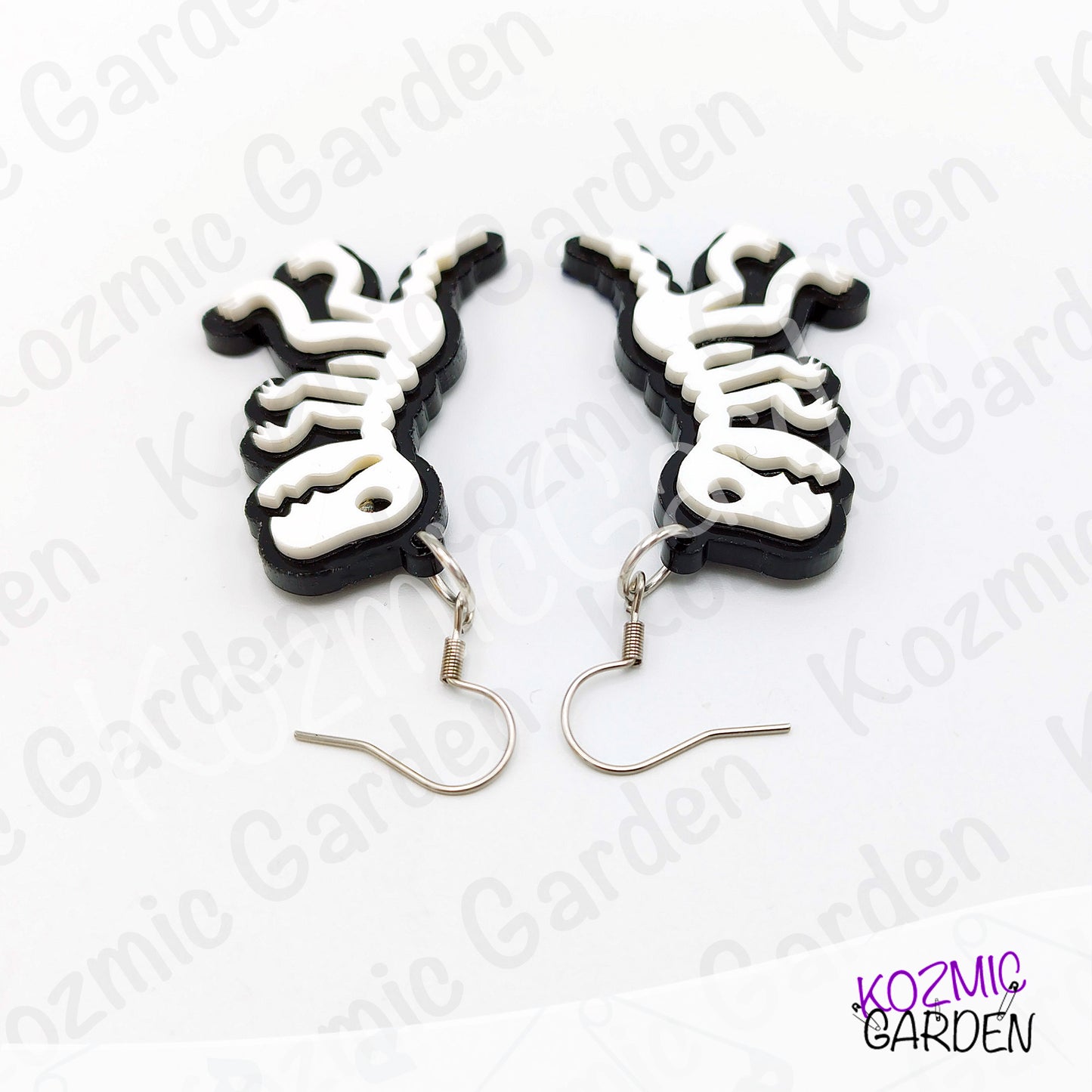 T-Rex Skeleton Earrings – Dinosaur Fossil Acrylic Dangles