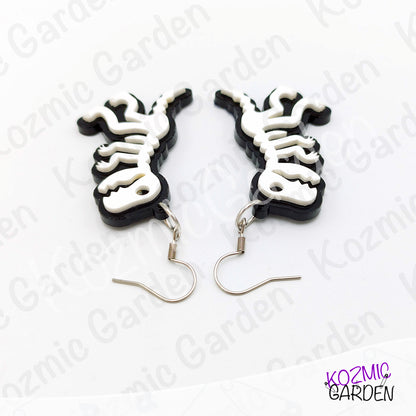 T-Rex Skeleton Earrings – Dinosaur Fossil Acrylic Dangles
