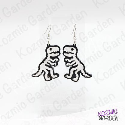 T-Rex Skeleton Earrings – Dinosaur Fossil Acrylic Dangles