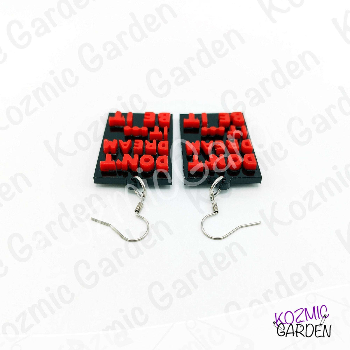 "Don't Dream It, Be It" Quote Dangles – Rocky Horror Picture Show Quote Inspired Earrings