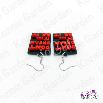 "Don't Dream It, Be It" Quote Dangles – Rocky Horror Picture Show Quote Inspired Earrings