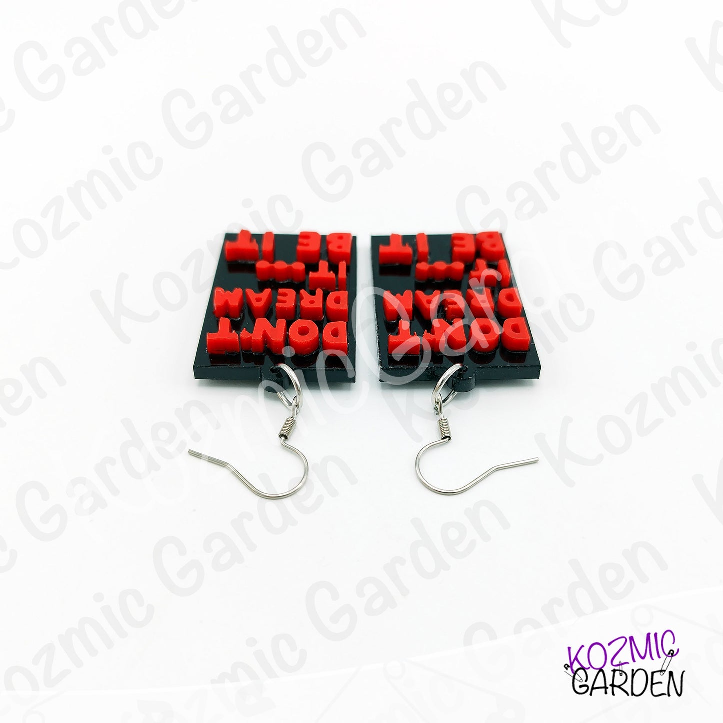 "Don't Dream It, Be It" Quote Dangles – Rocky Horror Picture Show Quote Inspired Earrings
