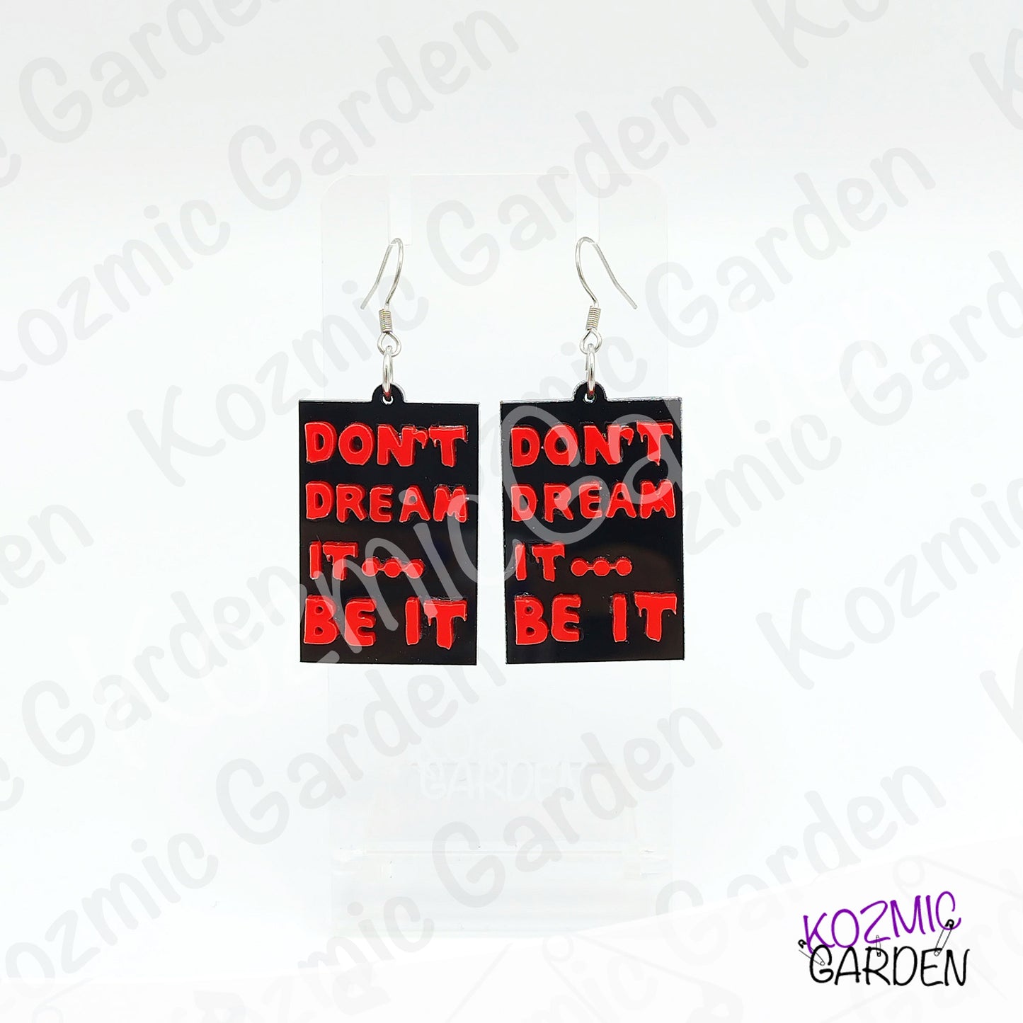"Don't Dream It, Be It" Quote Dangles – Rocky Horror Picture Show Quote Inspired Earrings