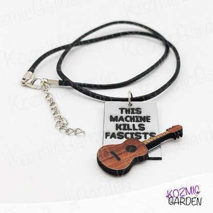 Woody Guthrie “This Machine Kills Fascists” Inspired Pendant Necklace