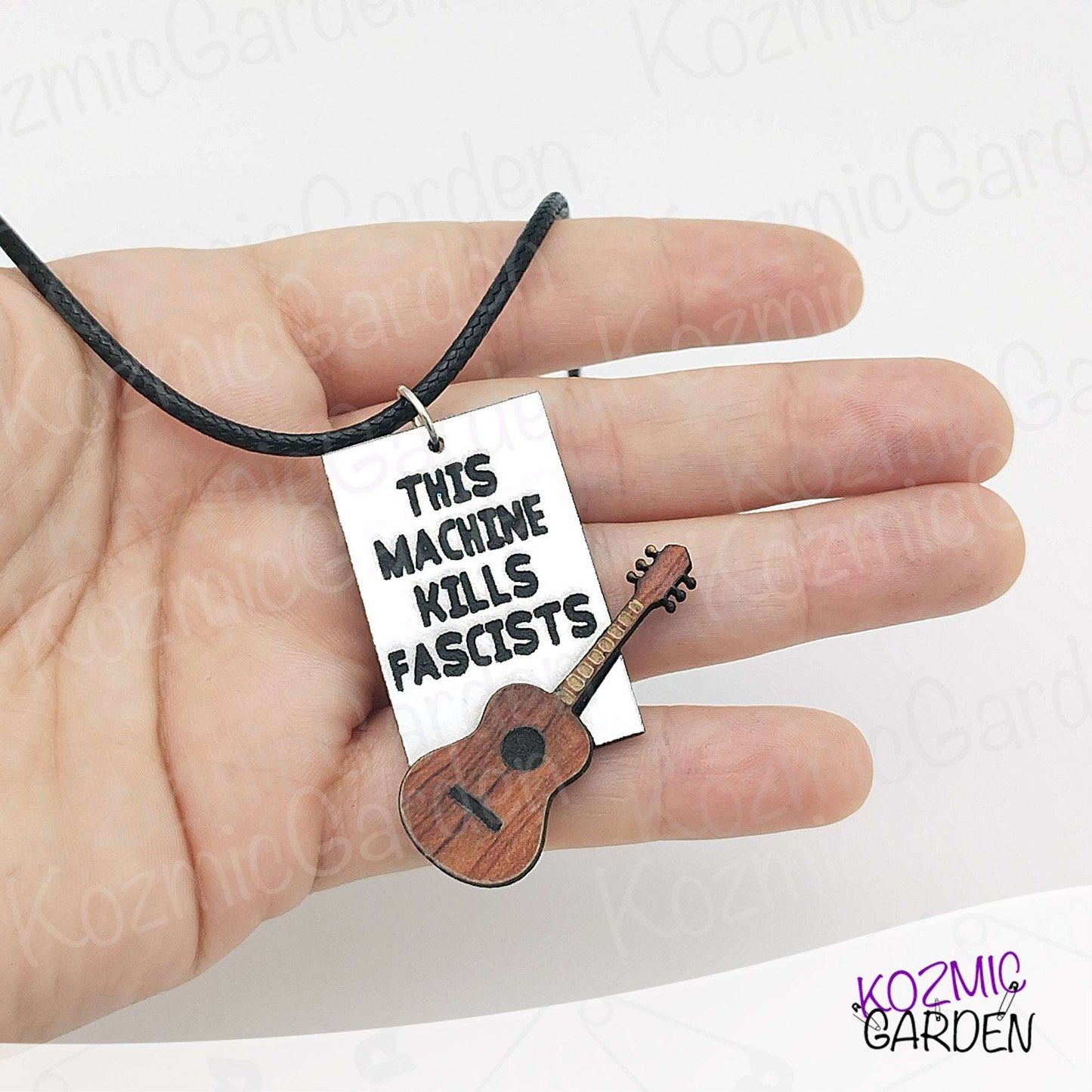 Woody Guthrie “This Machine Kills Fascists” Inspired Pendant Necklace