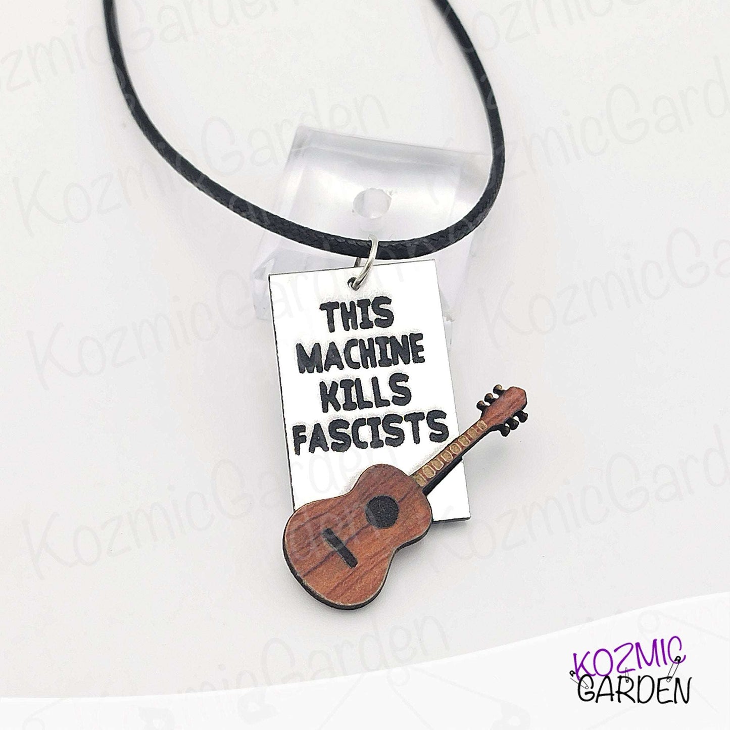 Woody Guthrie “This Machine Kills Fascists” Inspired Pendant Necklace