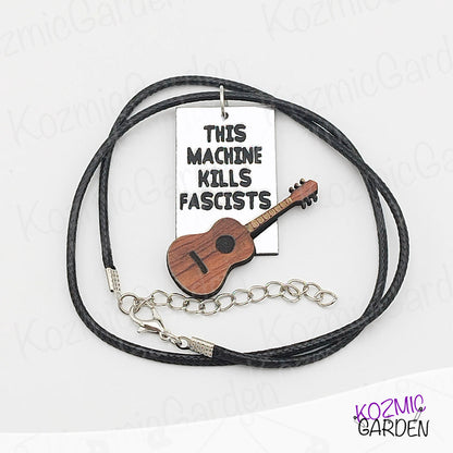Woody Guthrie “This Machine Kills Fascists” Inspired Pendant Necklace