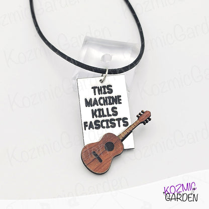 Woody Guthrie “This Machine Kills Fascists” Inspired Pendant Necklace
