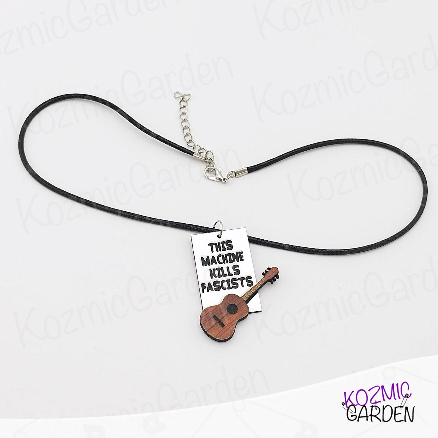 Woody Guthrie “This Machine Kills Fascists” Inspired Pendant Necklace