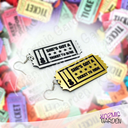 Ticket to Ride Earrings | "She's Got a Ticket to Ride" Beatles Song