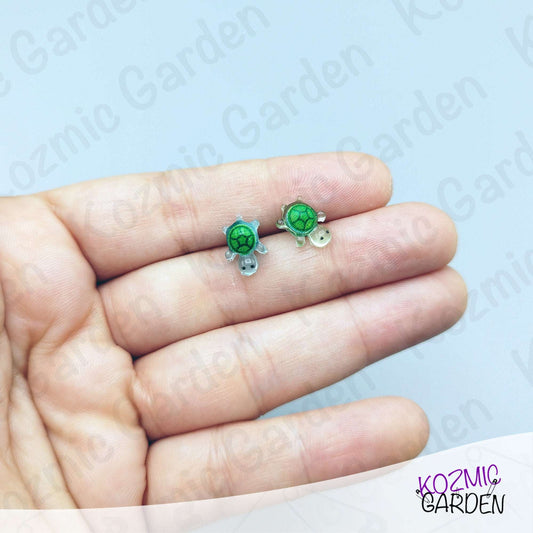 Tiny Turtle Stud Earrings – Mini Turtle Earrings – Animal Jewellery