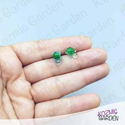 Tiny Turtle Stud Earrings – Mini Turtle Earrings – Animal Jewellery