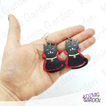 Spooky Cute Vampire Black Cat Earrings – Spooky, Cute, and Totally Purrfect!