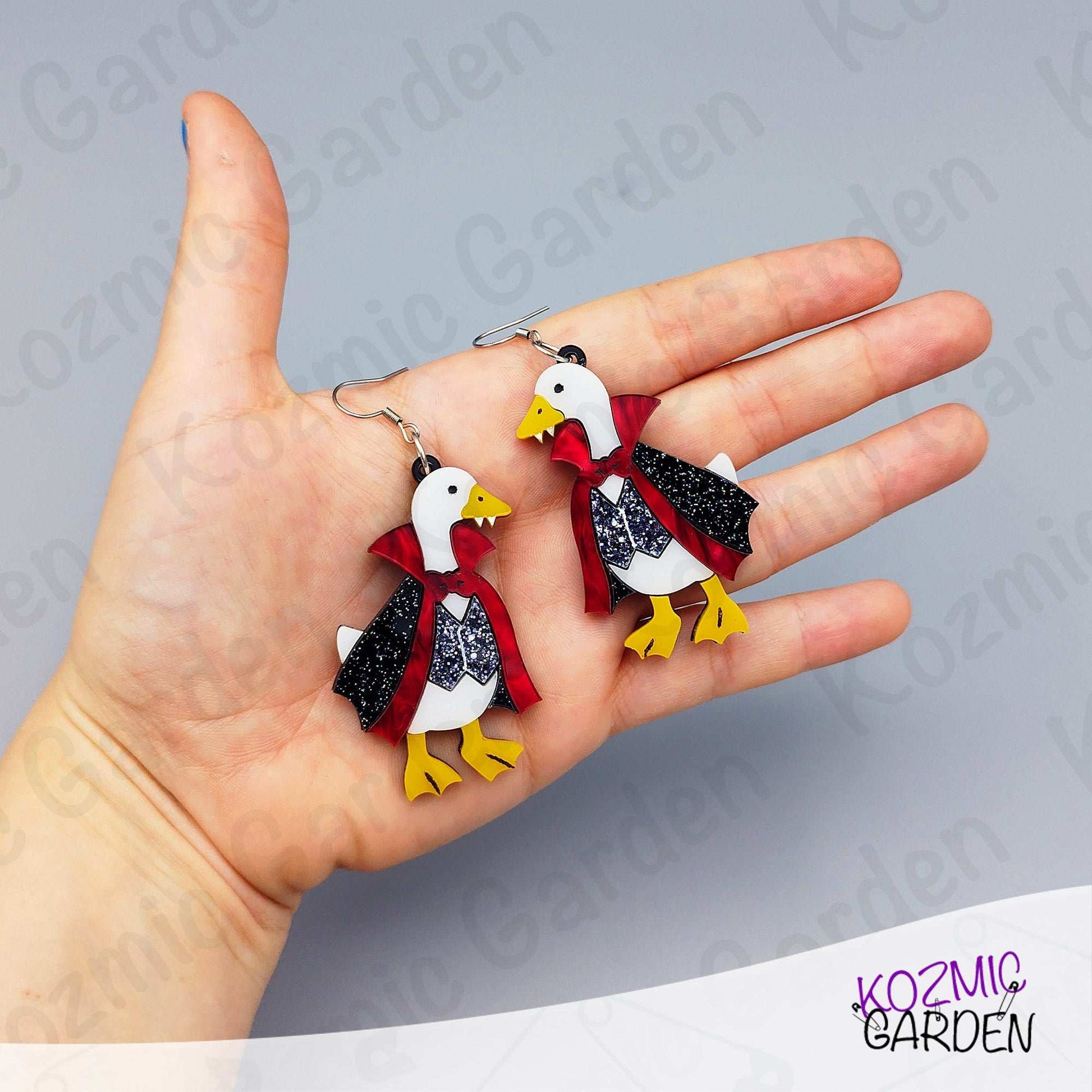Vampire Goose Earrings – Spooky-Cute Halloween Handmade Jewelry