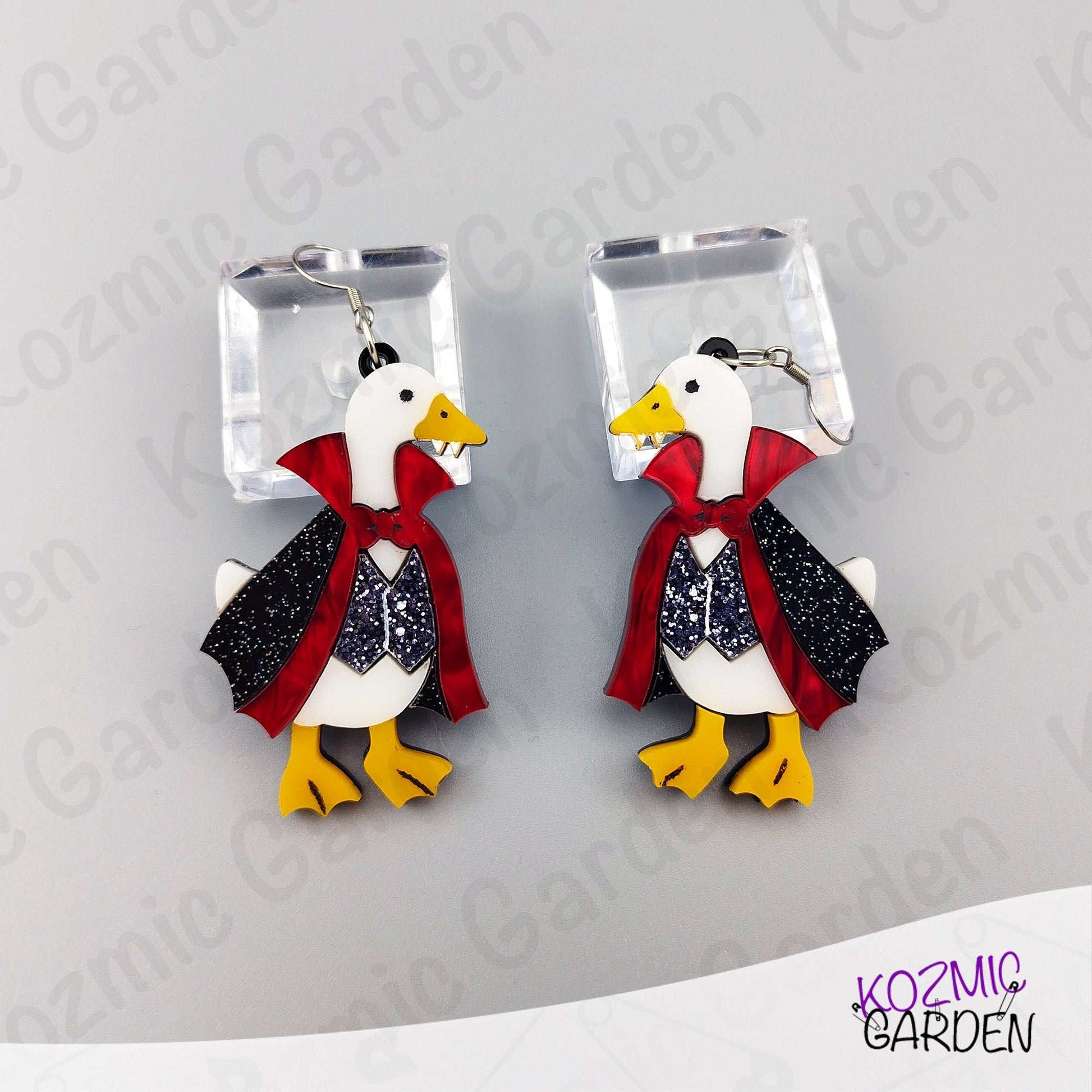 Vampire Goose Earrings – Spooky-Cute Halloween Handmade Jewelry