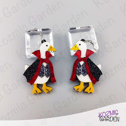 Vampire Goose Earrings – Spooky-Cute Halloween Handmade Jewelry