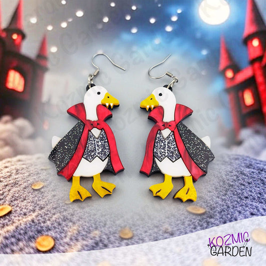 Vampire Goose Earrings – Spooky-Cute Halloween Handmade Jewelry