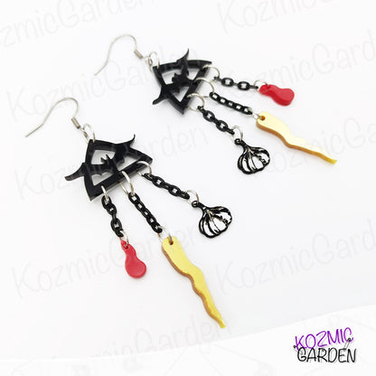 Vampire Hunter Earrings | Stake, Garlic and Blood; The whole Slayer Kit!