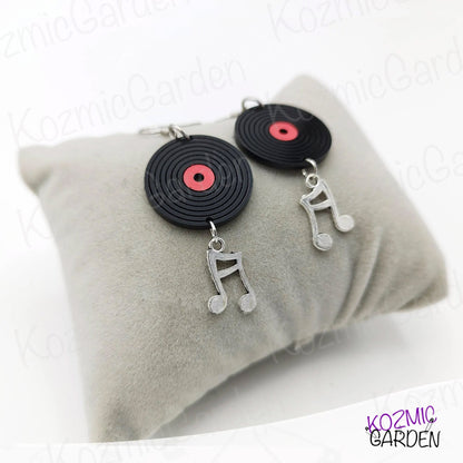 Vinyl Disc Earrings with Musical Note | Hit all the right notes!