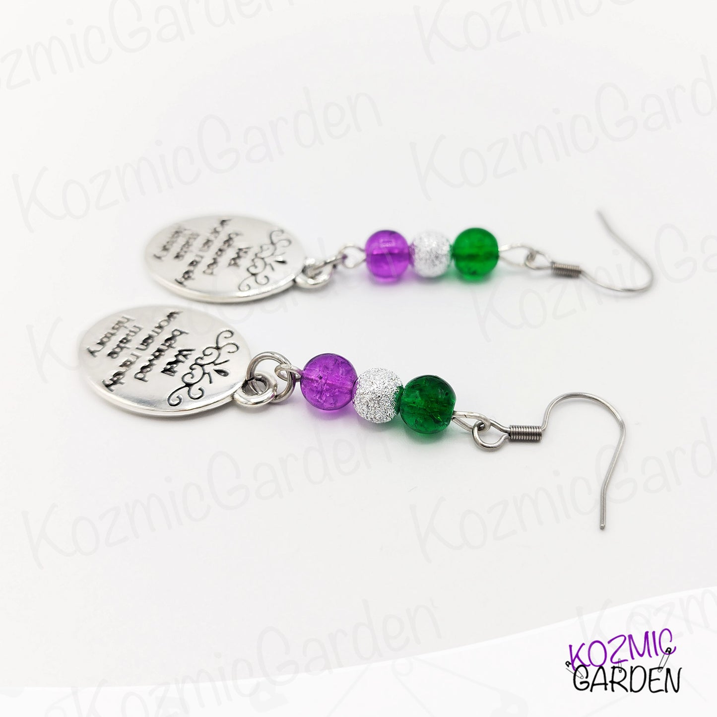 Suffragette Tribute Earrings - "Well Behaved Women Rarely Make History"