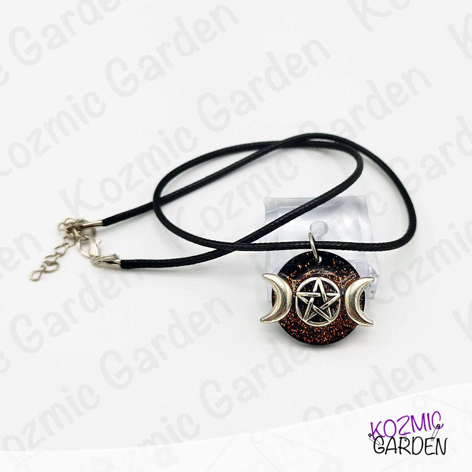 Double Moon Wiccan Pendant – Unique Black & Gold Statement Jewelry 🌙✨