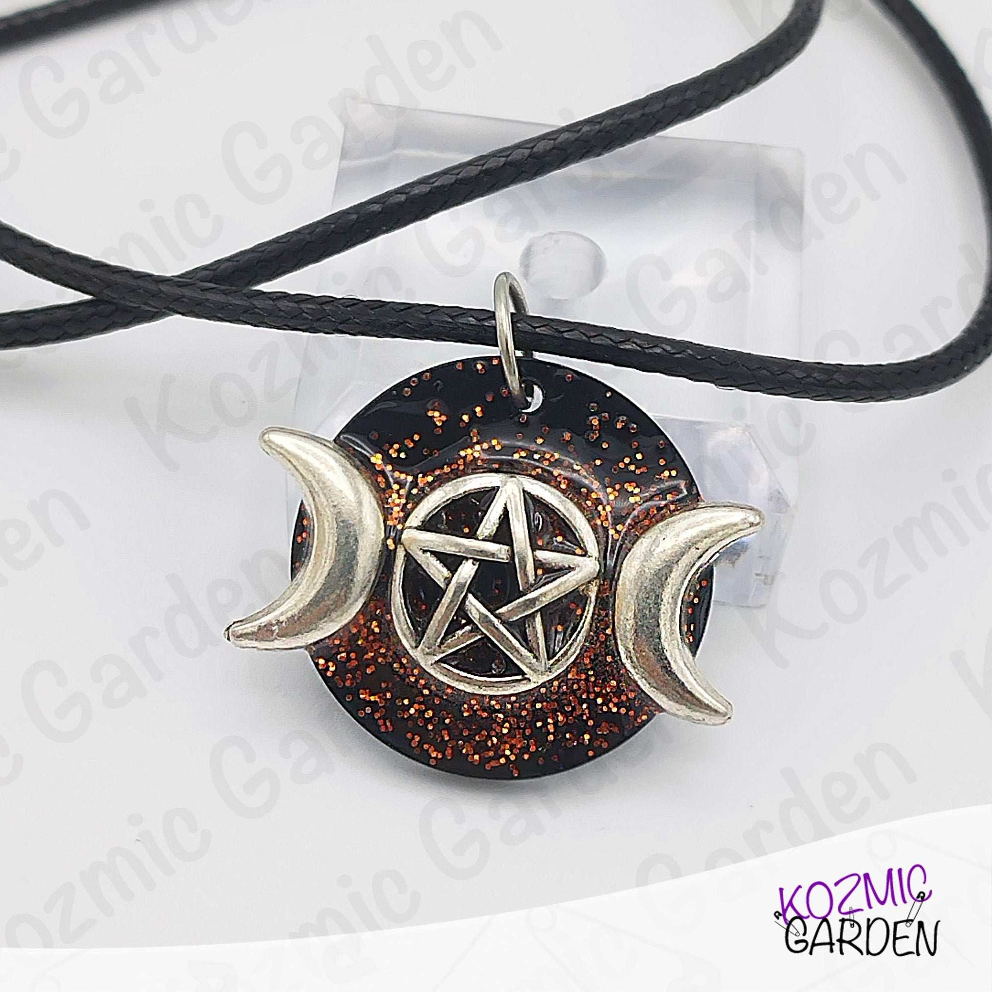 Double Moon Wiccan Pendant – Unique Black & Gold Statement Jewelry 🌙✨