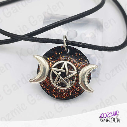 Double Moon Wiccan Pendant – Unique Black & Gold Statement Jewelry 🌙✨