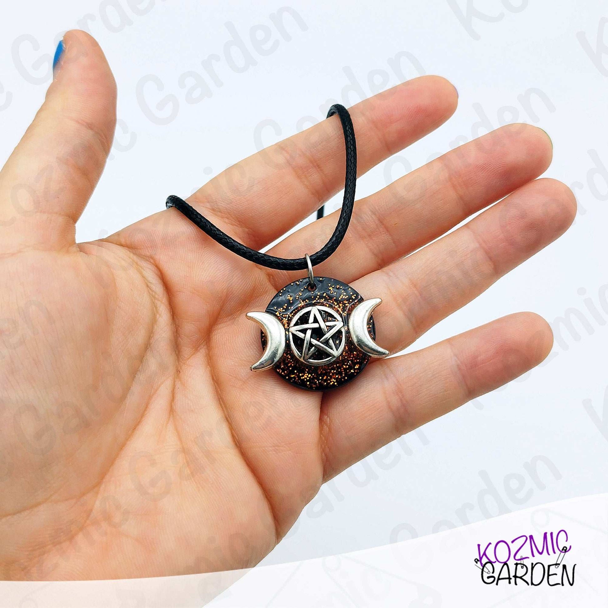Double Moon Wiccan Pendant – Unique Black & Gold Statement Jewelry 🌙✨
