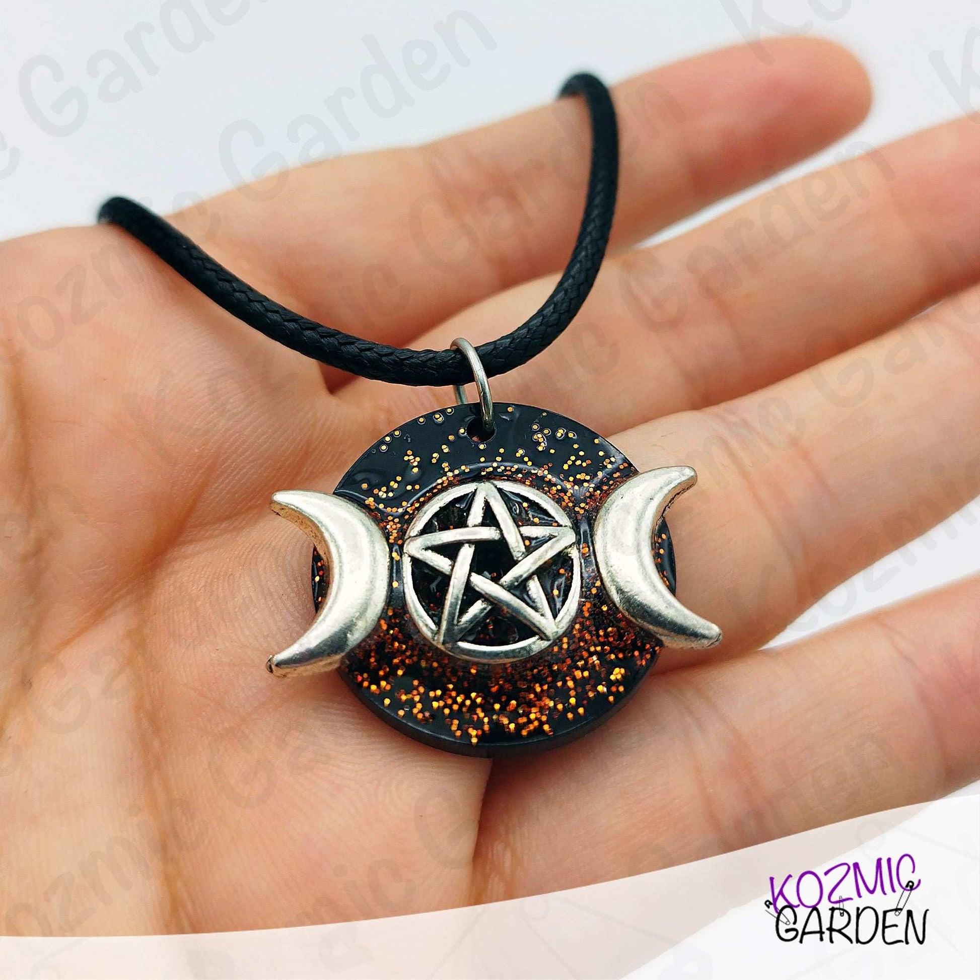 Double Moon Wiccan Pendant – Unique Black & Gold Statement Jewelry 🌙✨