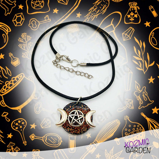 Double Moon Wiccan Pendant – Unique Black & Gold Statement Jewelry 🌙✨