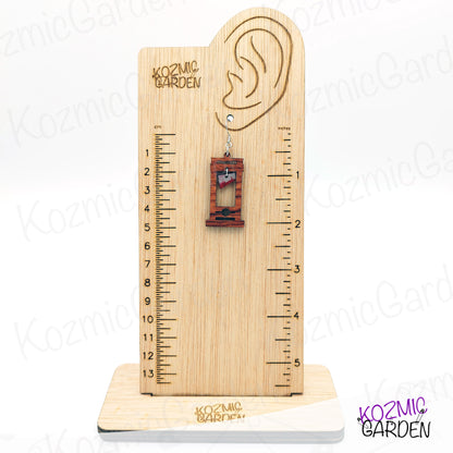 Bloody Wooden Guillotine Earrings – Off with Their Heads!