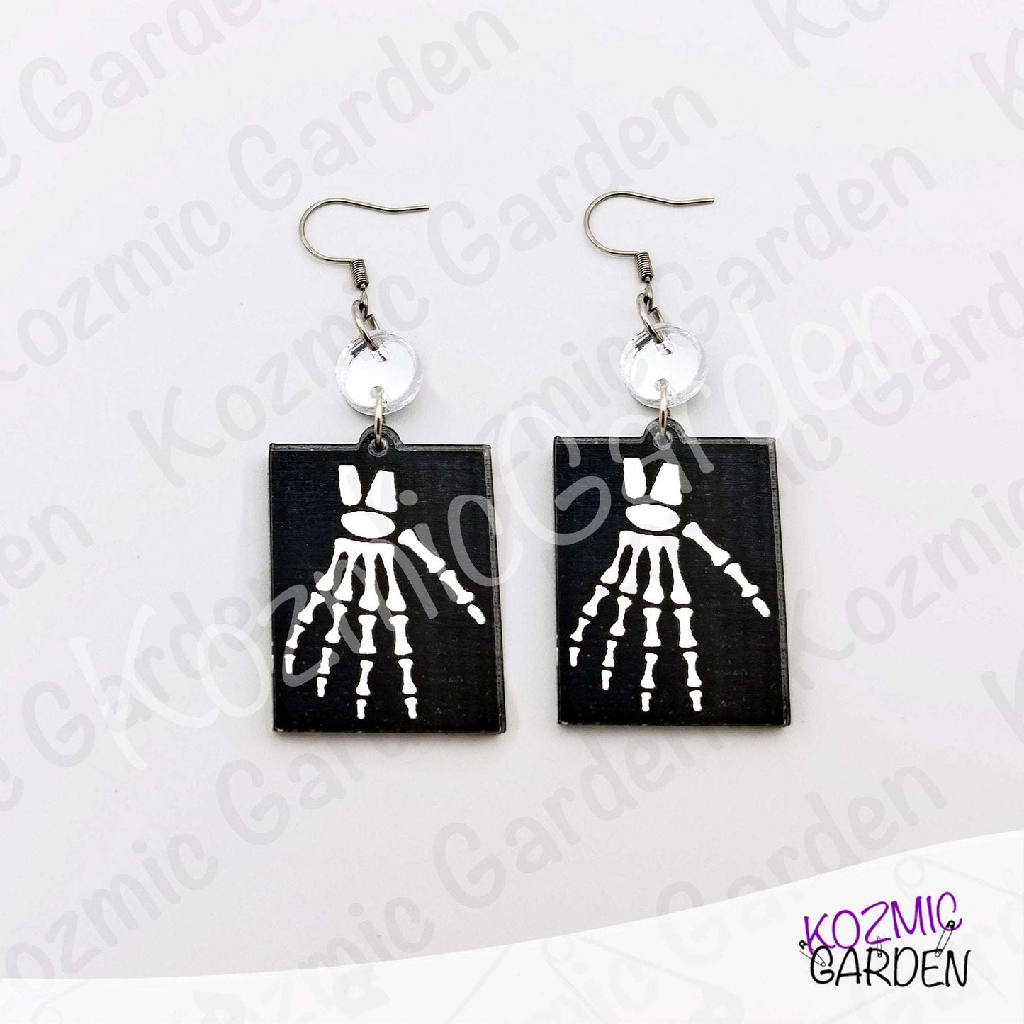 Silver Mirroed X-Ray Skeleton Hand Rib Cage Mismatched Earrings |Anatomy Jewelry